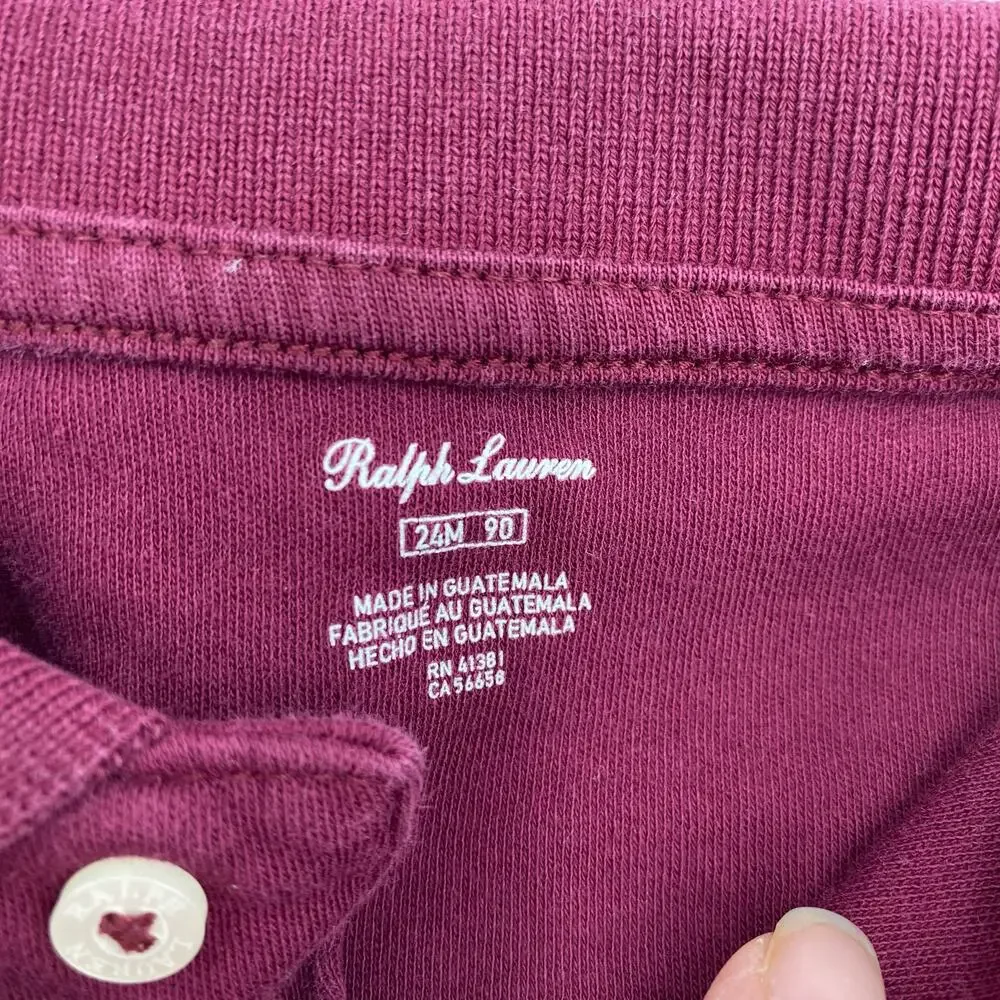 Ralph Lauren Boy's Maroon Long Sleeve Polo One Piece Size 24M